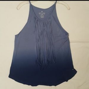 Soft & Sexy Tank Ombre Blue Fringe Size Medium